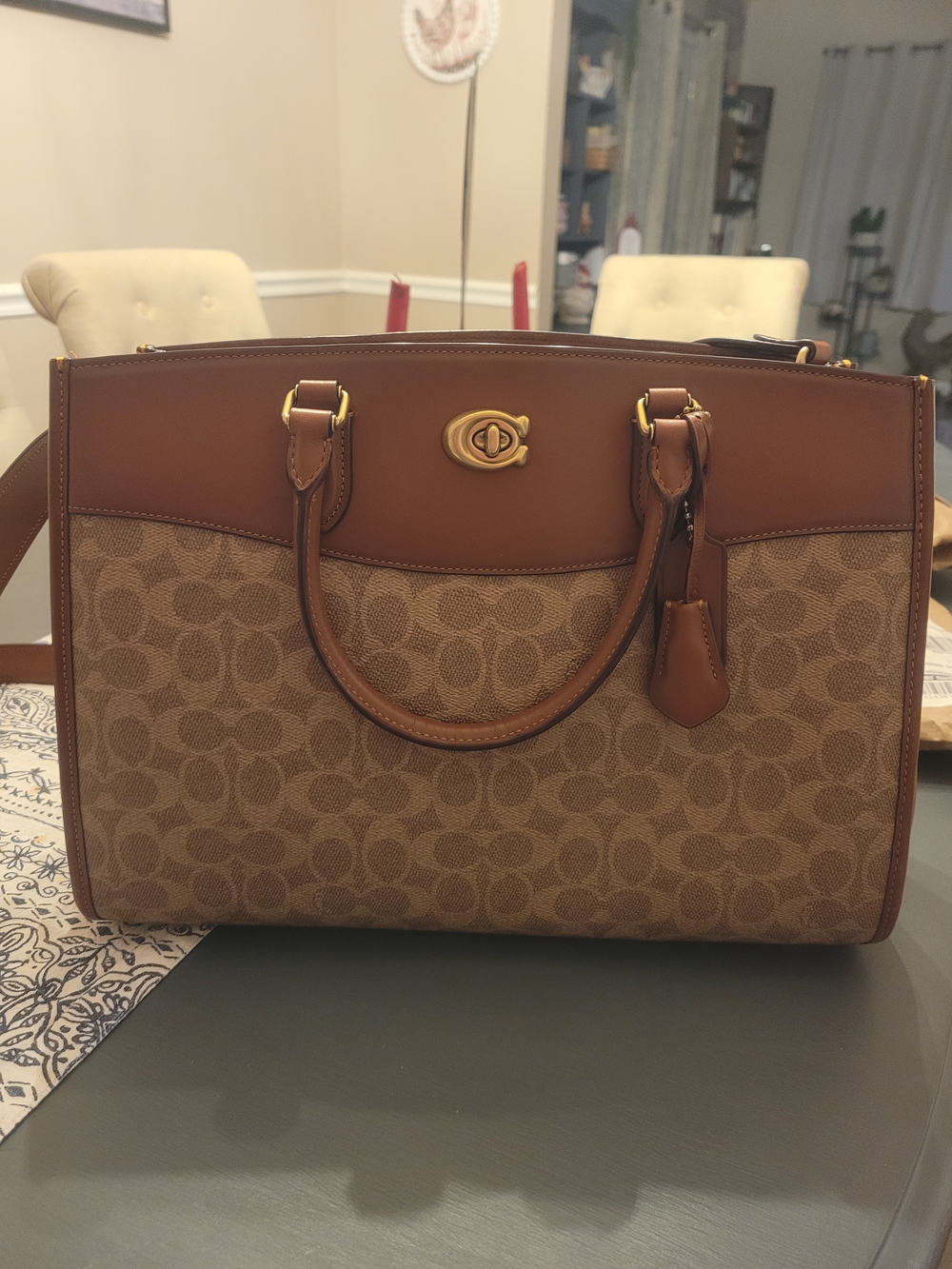 Coach Signature Canvas and Leather Satchel in Brown